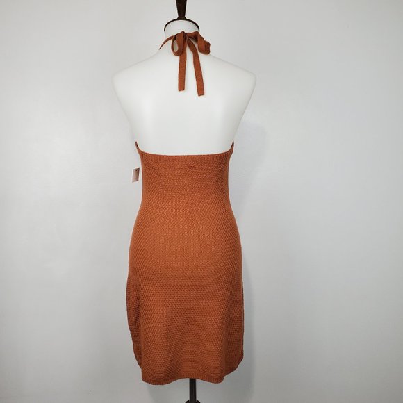 Ultra Flirt Crochet Knit Tie Halter Neck Dress NEW NWT Size S (Juniors) - Picture 6 of 13